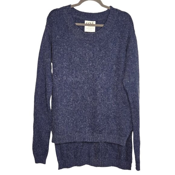 One By One Teaspoon Women's Oversized Blue Wool Blend Fuzzy Sweater Small - Picture 1 of 8